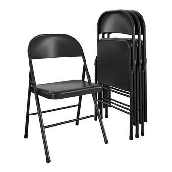  Plieno sulankstomoji Kėdė (4 Pakuotės), Juodos spalvos lauko baldai ,konferencijų kėdės