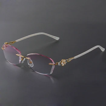  Prabangus Titano Moterų Akiniai, Rėmeliai Progressive Rožinė Objektyvas Neapdailintais Kraštais Opticos Diamond Oprawie Akiniai Trumparegystė Skaityti Gafas
