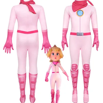  Princess Peach Prigludusi prie kūno drabužius Cosplay mergaičių Kostiumai, Anime Žaidimas Princesė Roleplay Komplektus Išgalvotas Šalis Medžiaga vaidyba.