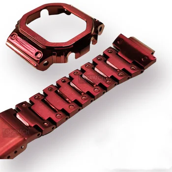  PVD Raudona Metalo Bezel Dirželis Žiūrėti Juosta GWM5610 GW5000 DW5600 už 5610 5600 Nerūdijančio Plieno Watchband Atveju Rėmo Apyrankę MOD
