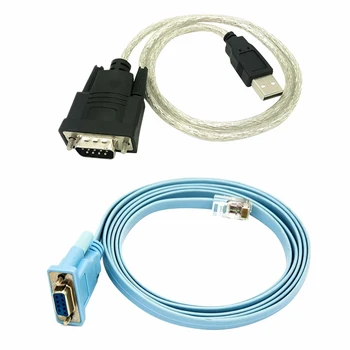  RJ45 Tinklo Kabelis Serial Kabelis Rj45, Kad DB9 Ir RS232 Su USB (2 In 1) CAT5 Ethernet Adapteris LAN Kabelis Konsolės