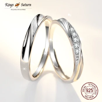  Saturno žiedai Romantiška 100% Grynas 925 Sterlingas Sidabro Žiedai, Moterims, Vyrams, Vestuvių Fine Jewelry Pora Žiedus Mylėtojas