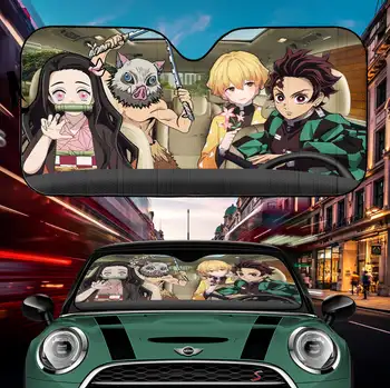  Tanjiro Nezuko Zenitsu Inosuke Demon Slayer Anime Vairuotojo Automobilį Auto Tentai