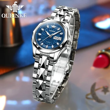  Top OUPINKE Ms Mados Ultra-plonas automatinis mechaninis laikrodis Nerūdijančio Plieno žiūrėti fashion laikrodį prabangių verslo