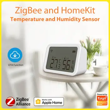  Tuya HomeKit ZigBee Temperatūros ir Drėgmės Jutiklis Ir Lux Šviesos Detektorius Su skystųjų KRISTALŲ Ekranas, Veikia Su Alexa, Google 