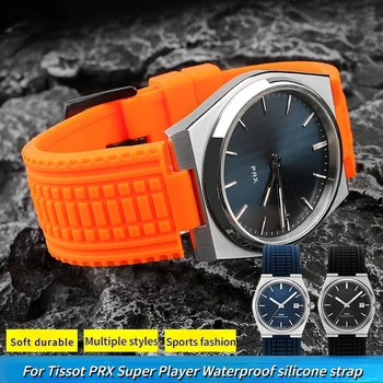  Už TISSOT PRX Super Žaidėjas žiūrėti T137.407 T137.410 atsparus Vandeniui silikonas watchband Gumos juosta 26-12mm Išgaubti vyriški aksesuarai