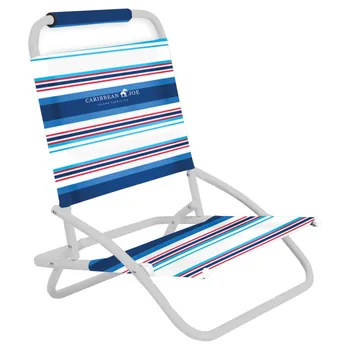  Viena Pozicija Lankstymo Paplūdimio Kėdės, Mėlyna/Raudona Juostele