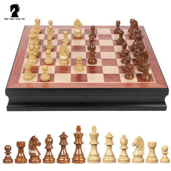  Šachmatų high-end dovanų dėžutėje nustatyti medžio masyvo didelių šachmatų lentos imitacija jade mediniai šachmatų šachmatų retro ornamentu