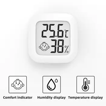 Šypsena Mini Temperatūros Ir Drėgmės Jutiklis LCD Skaitmeninis Termometras su Drėgmėmačiu Magnetinio Patalpų Kambario Temperatūros Jutiklis 